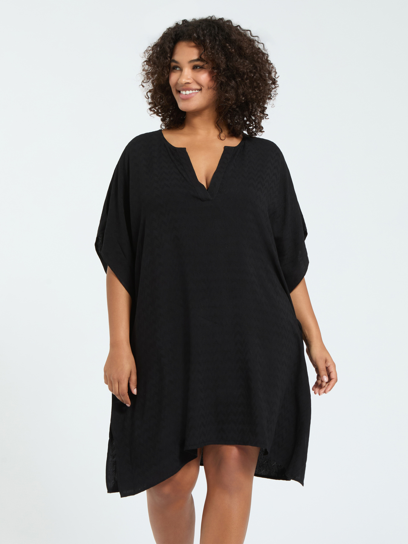 Geschlossener Kaftan aus Viskose-Jacquard image number 1