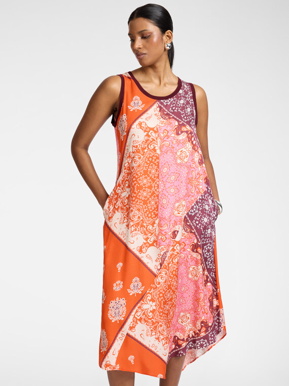 Printed viscose long dress