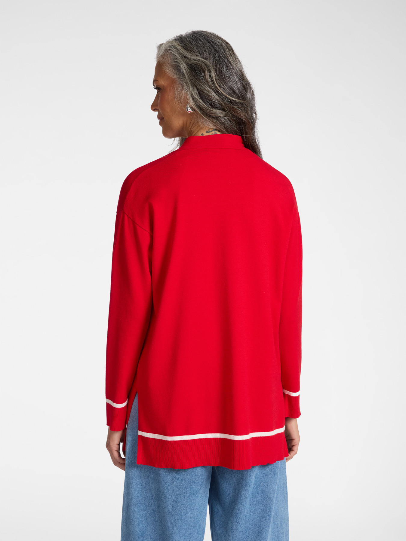 Viscose blend cardigan with striped details image number 1