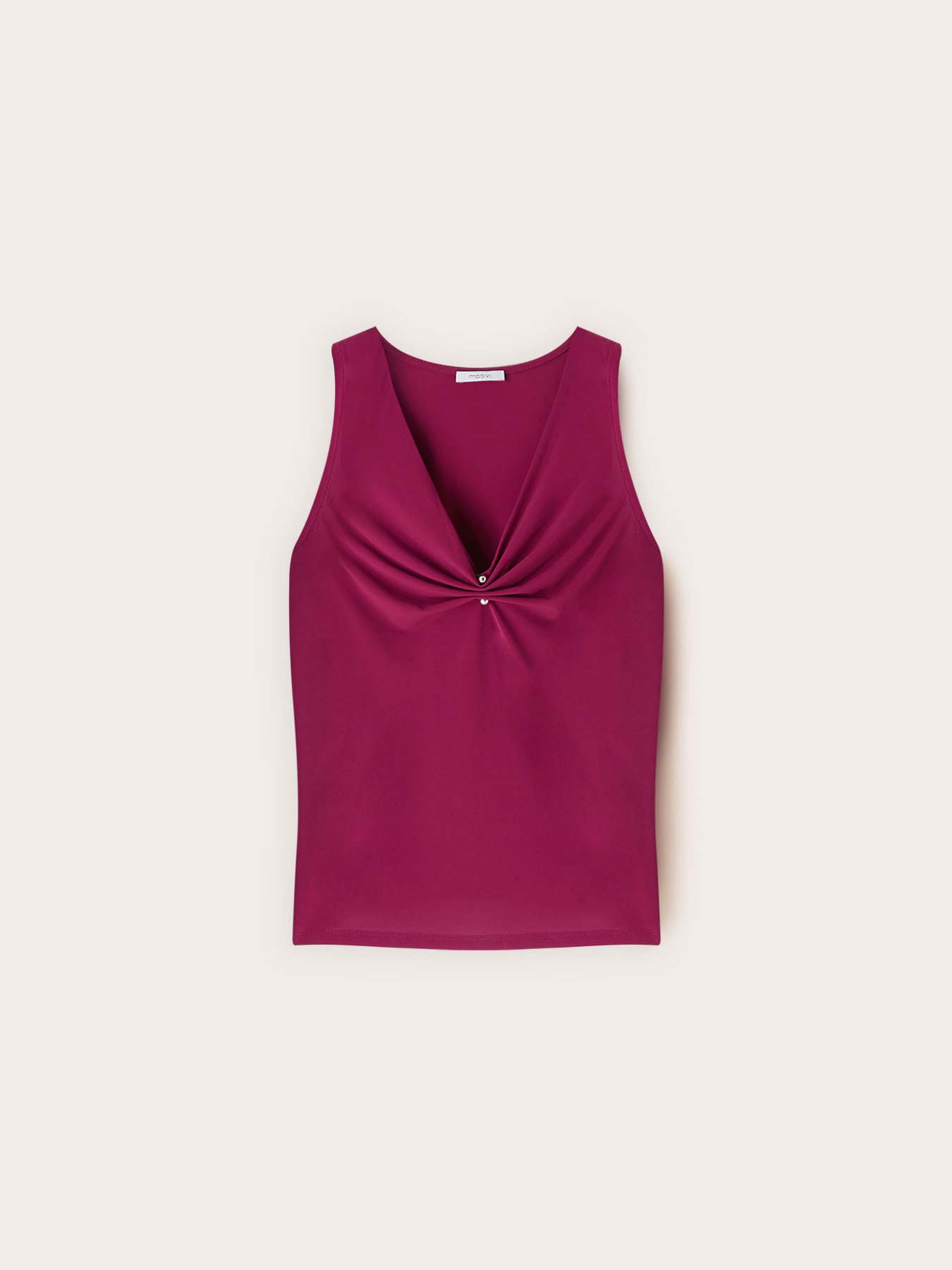 Draped V-neck top with piercing image number 4