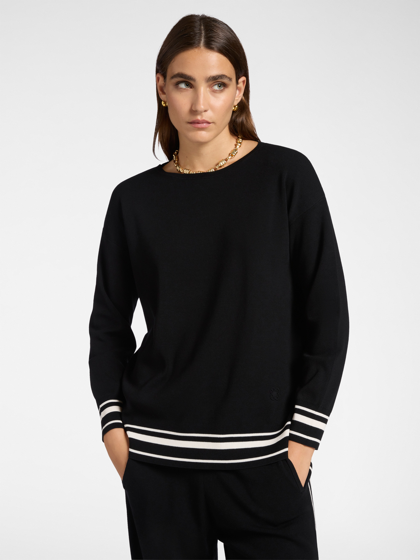 Sweater with striped edges image number 0