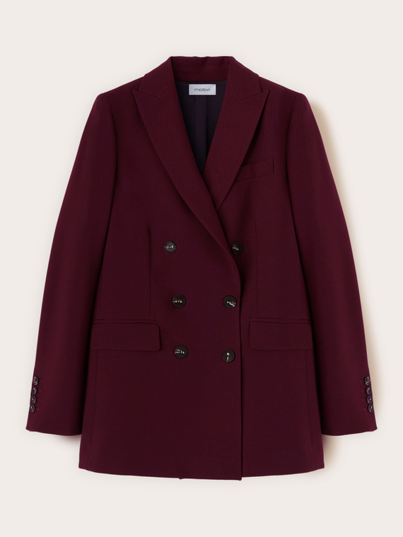 Double-breasted coat in polyester-viscose blend