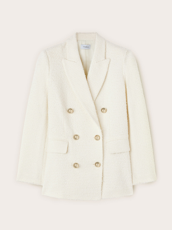 Blazer doppiopetto in panno boucl&eacute;
