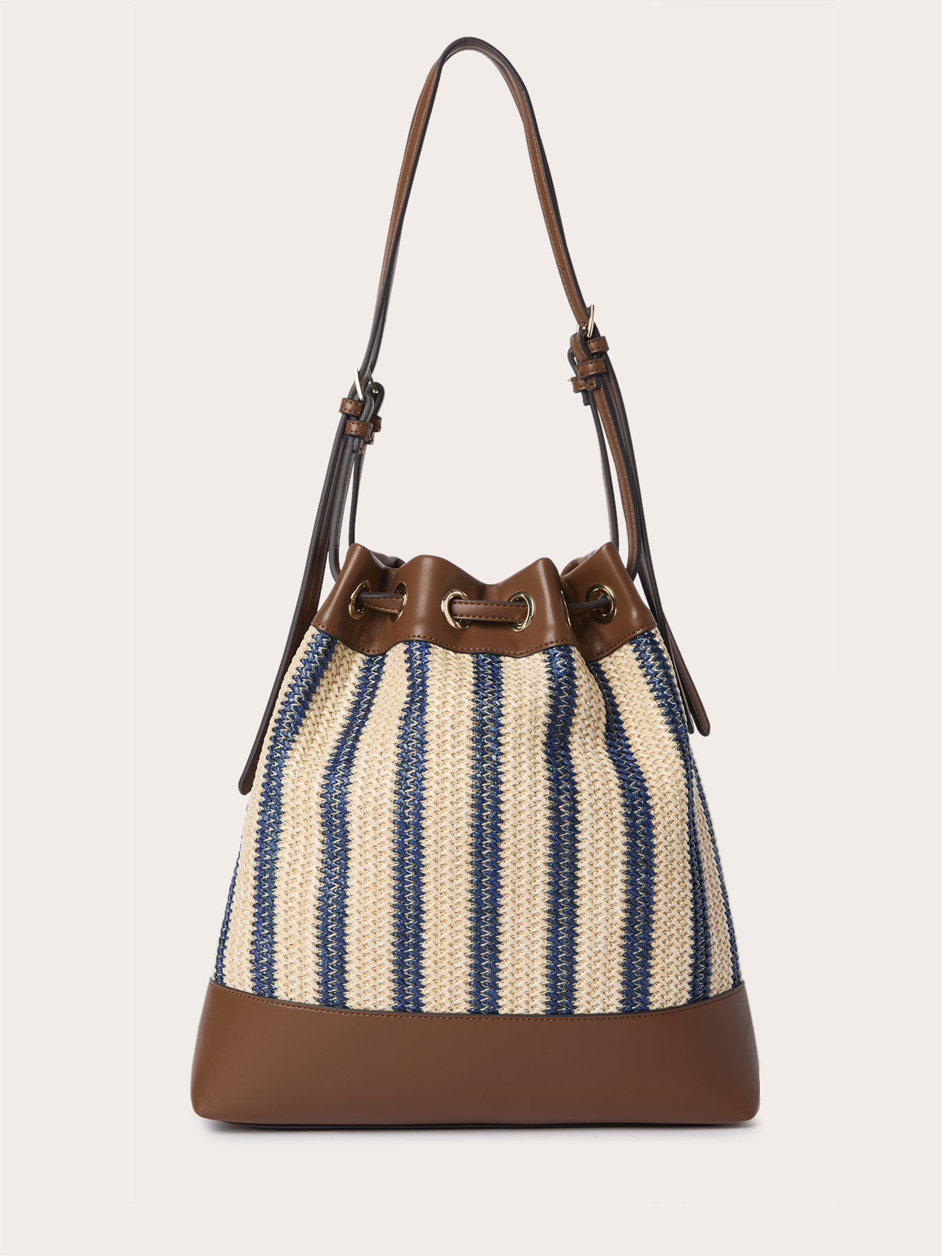 Striped woven bucket bag image number 2