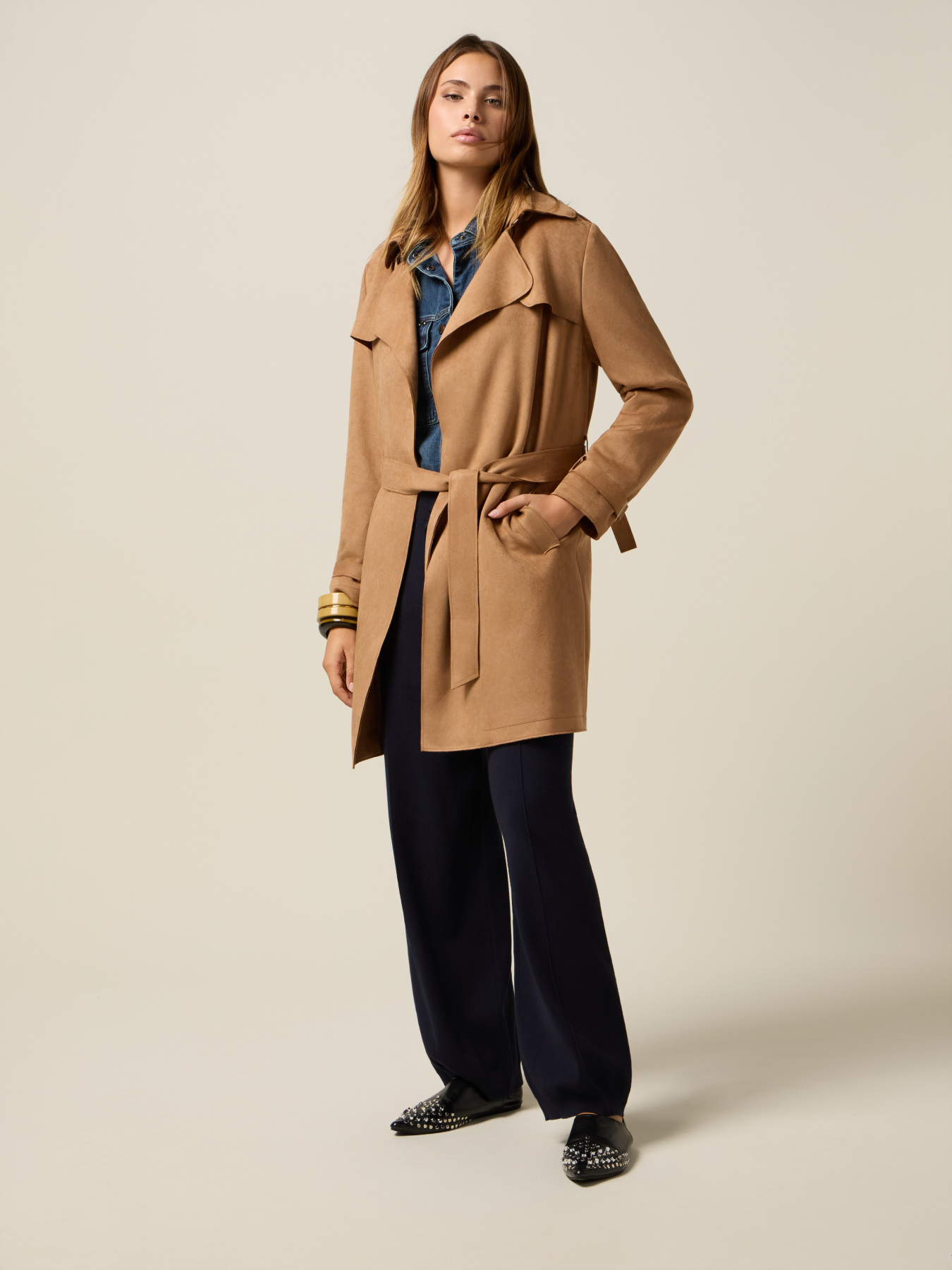 Belted trench coat image number 0