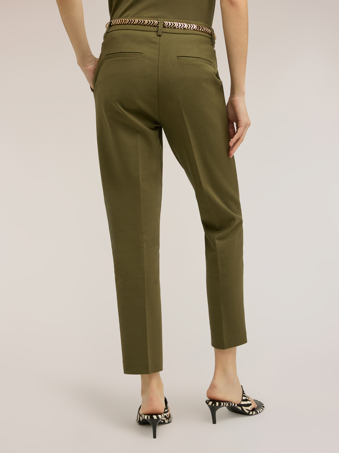 Regular fit cotton viscose blend trousers image number 1