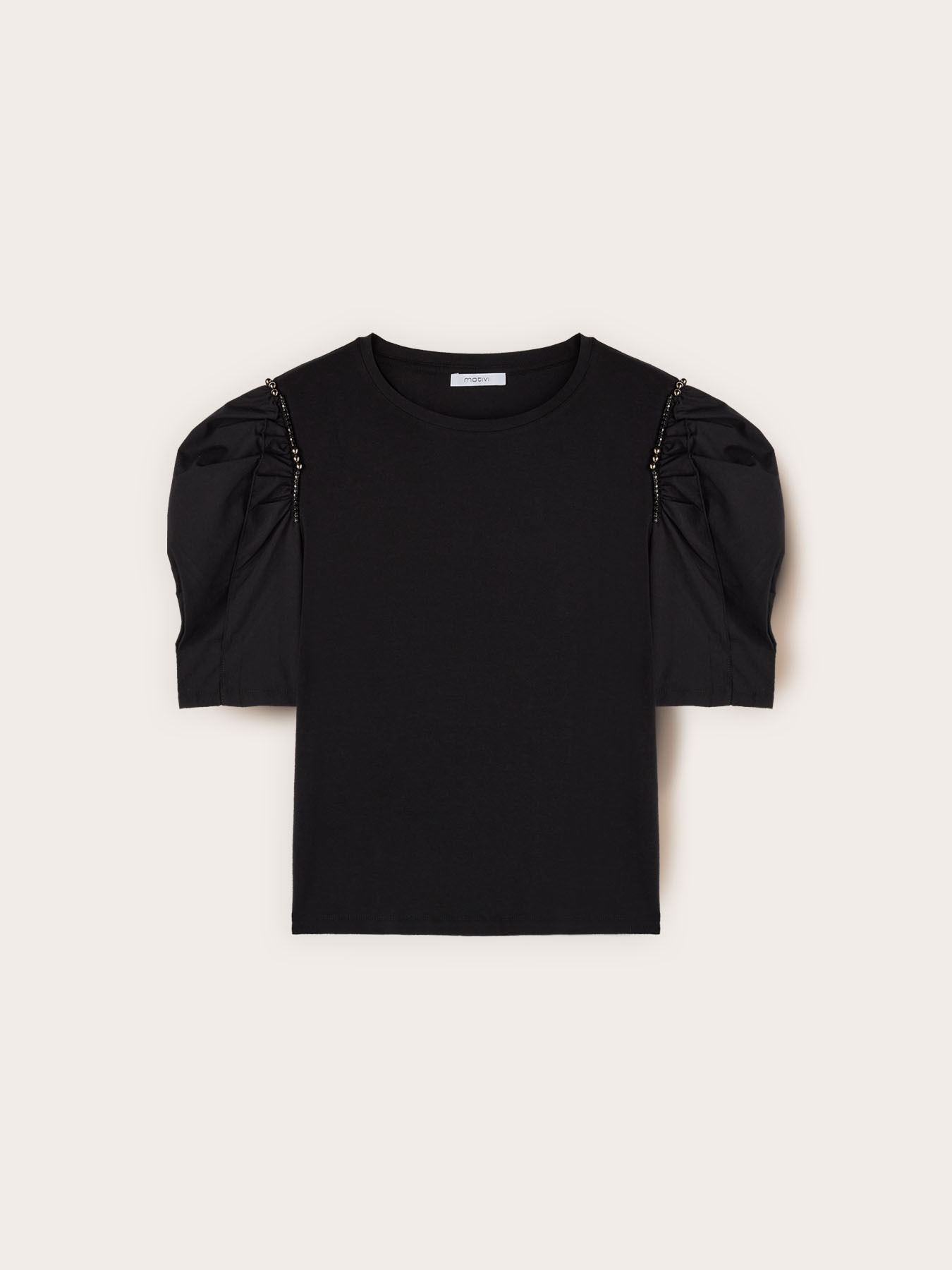 T-shirt avec manches bouffantes et pierres image number 4