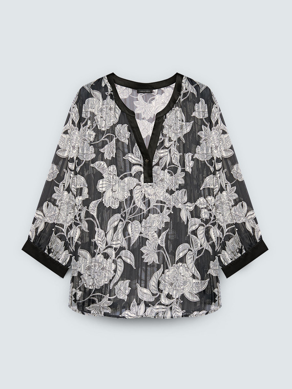Bluse aus Creponne mit Blumendruck