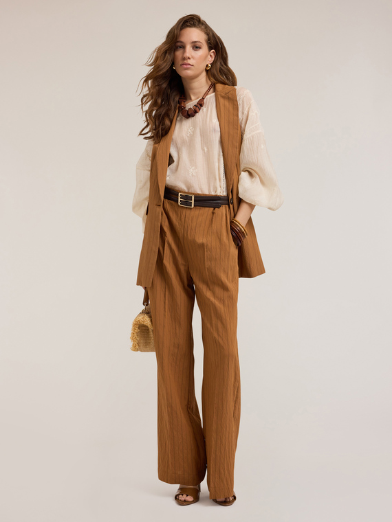 Pantaloni palazzo gessati misto modal