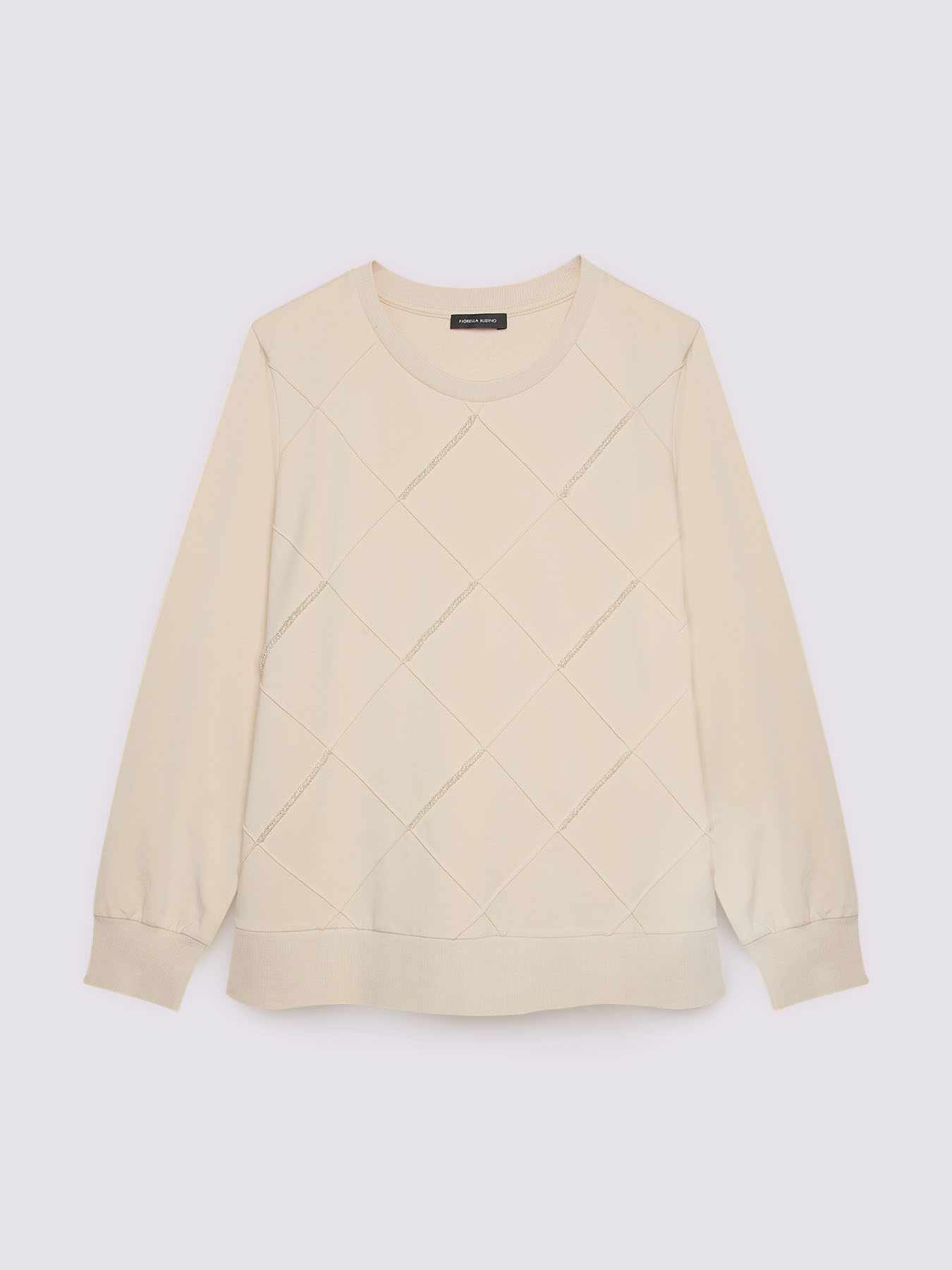 Sweatshirt with diamond pattern and beads image number 4