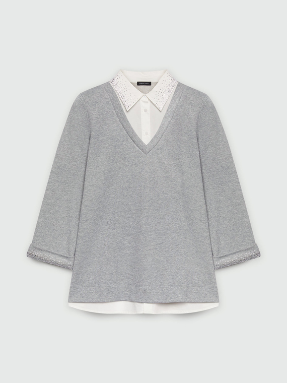 Sweatshirt mit Hemdkragen