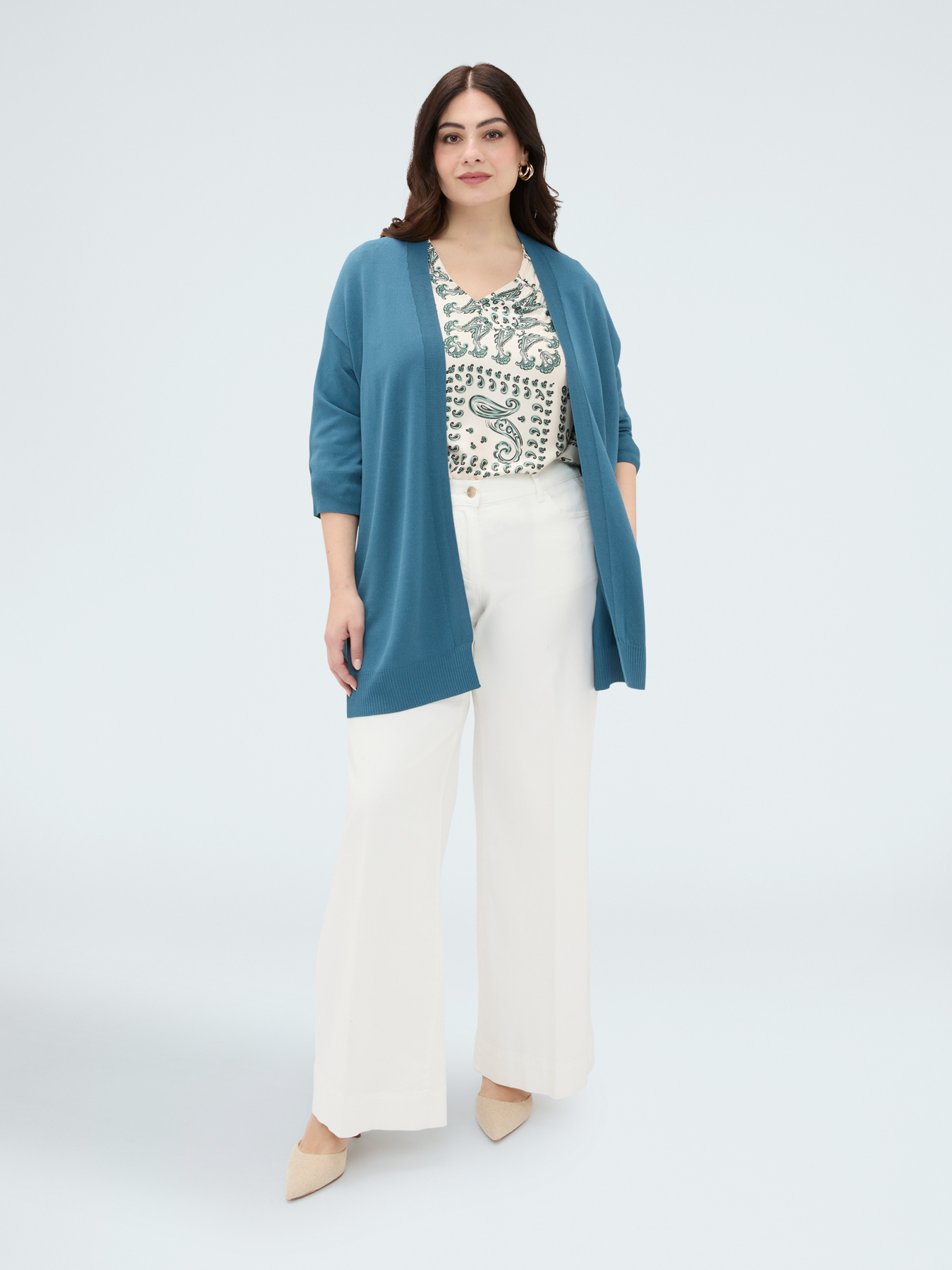 Long cardigan in fine viscose blend knitwear image number 0