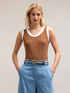 Top with knit borders image number 0