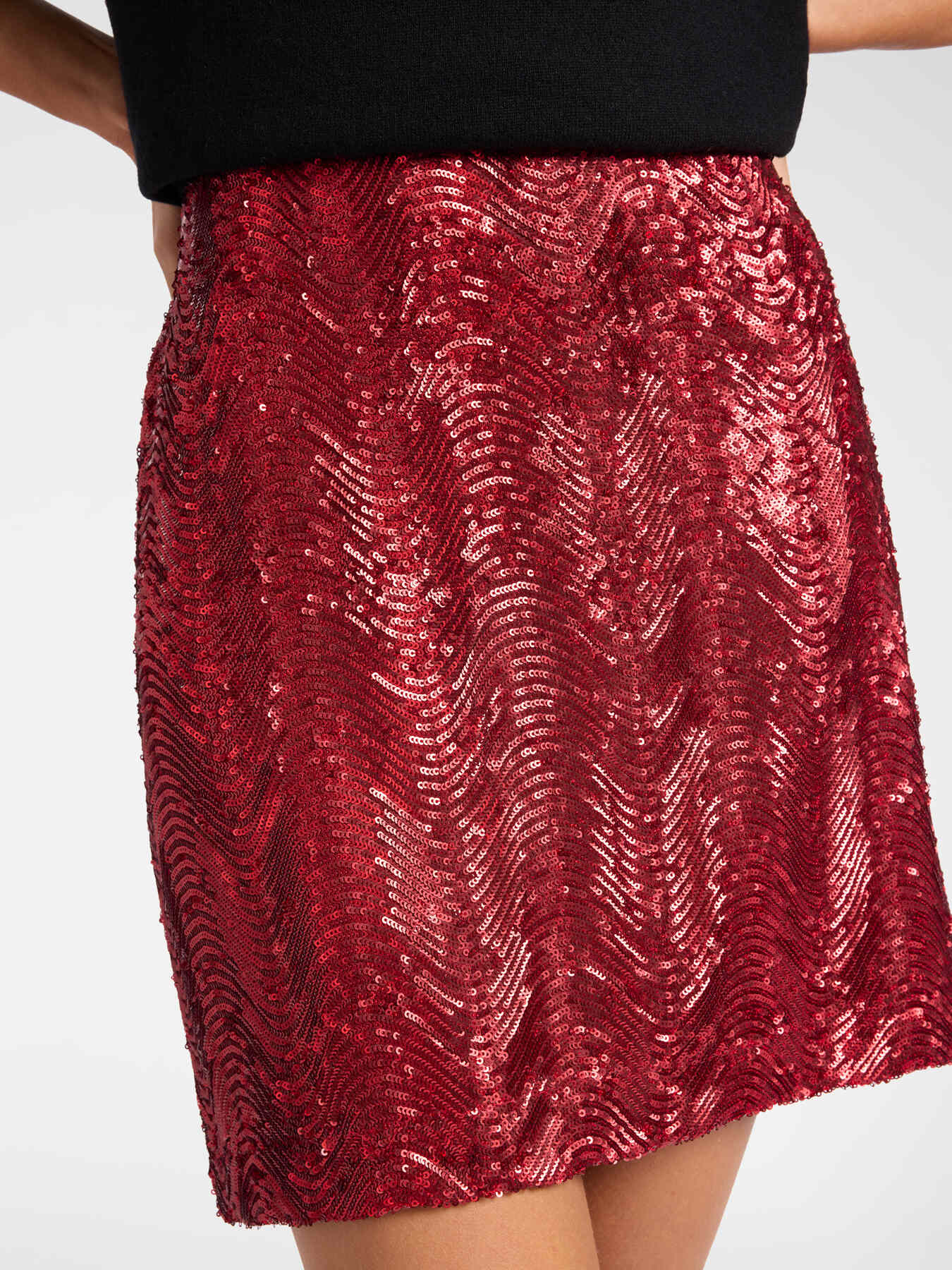 Mini skirt with sequin embroidered waves image number 3