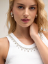 Tank top with crystal fringes image number 0