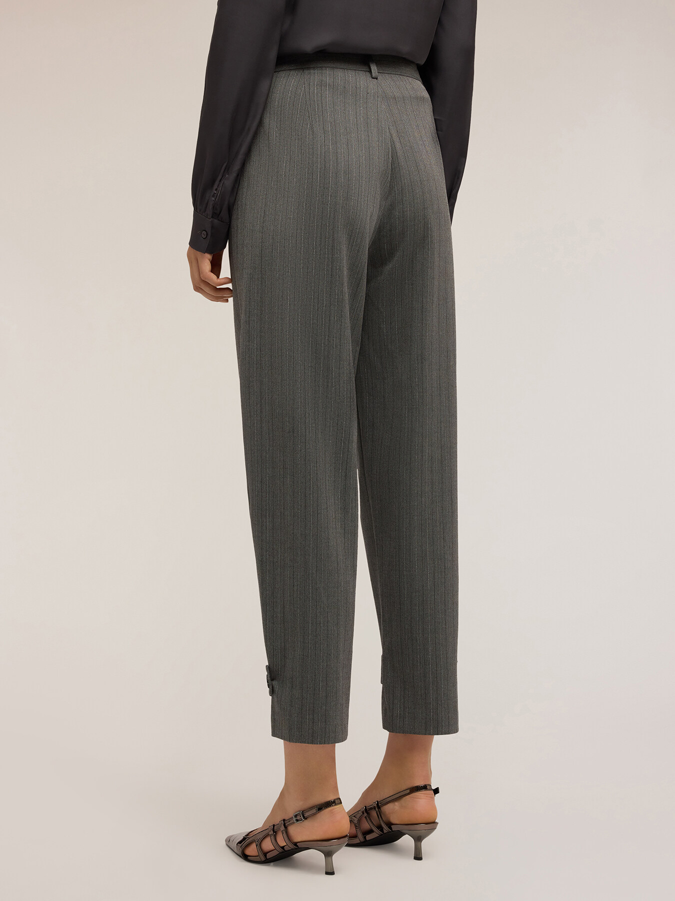 Pantaloni gessati lurex con cinturino image number 1