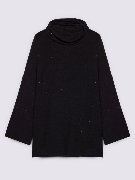Turtleneck sweater with micro sequins