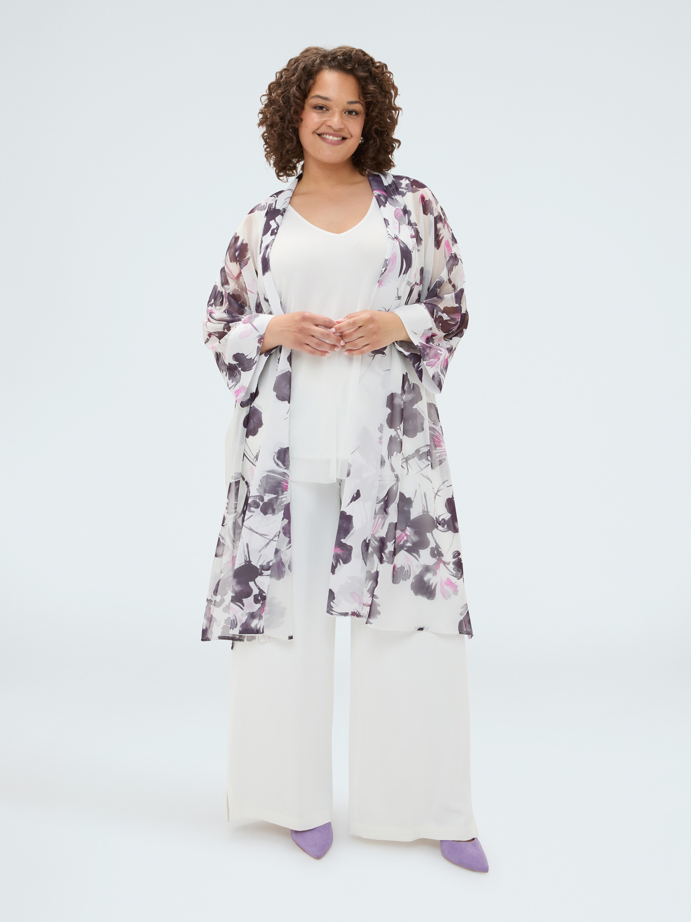 Kaftan aus Georgette mit Blumendruck image number 2