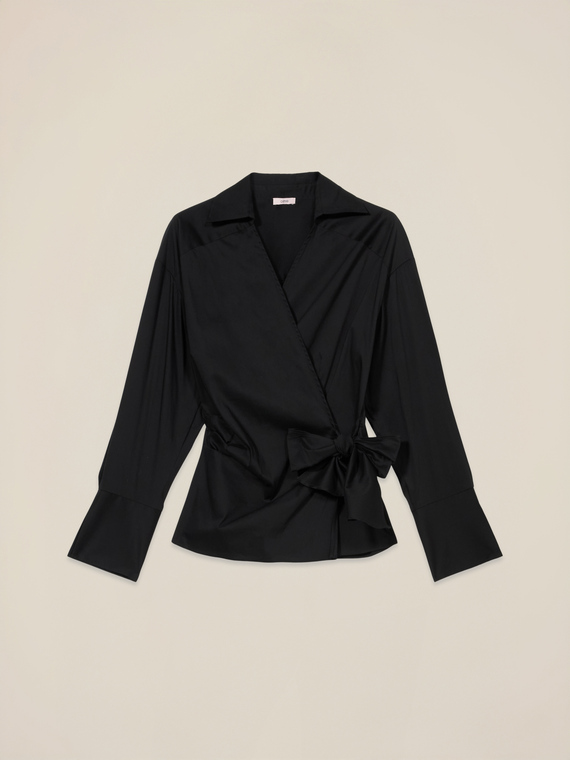 Wrap-style poplin blouse