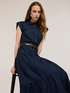 Denim shirt dress with ruffled skirt image number 3