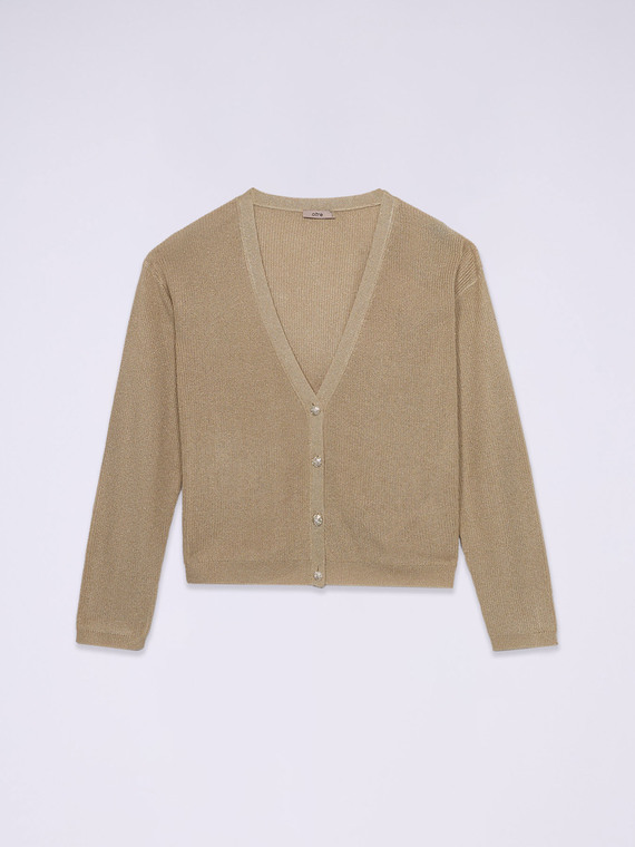 Lurex cardigan with jewel buttons
