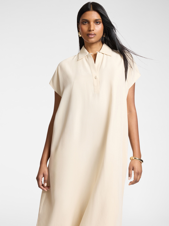 Langes Kleid aus Lyocell und Leinen