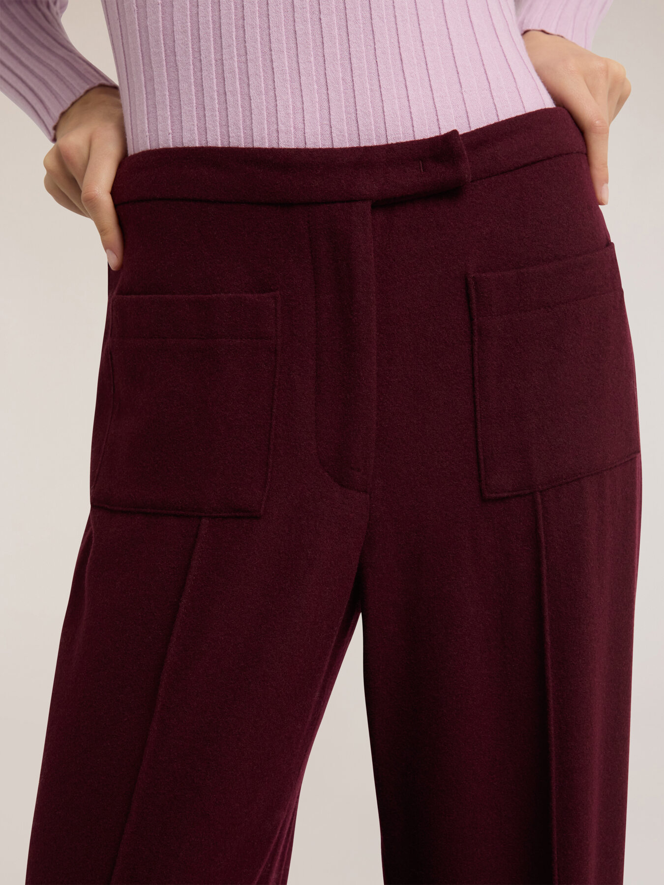 Pantaloni cropped in panno misto lana image number 3