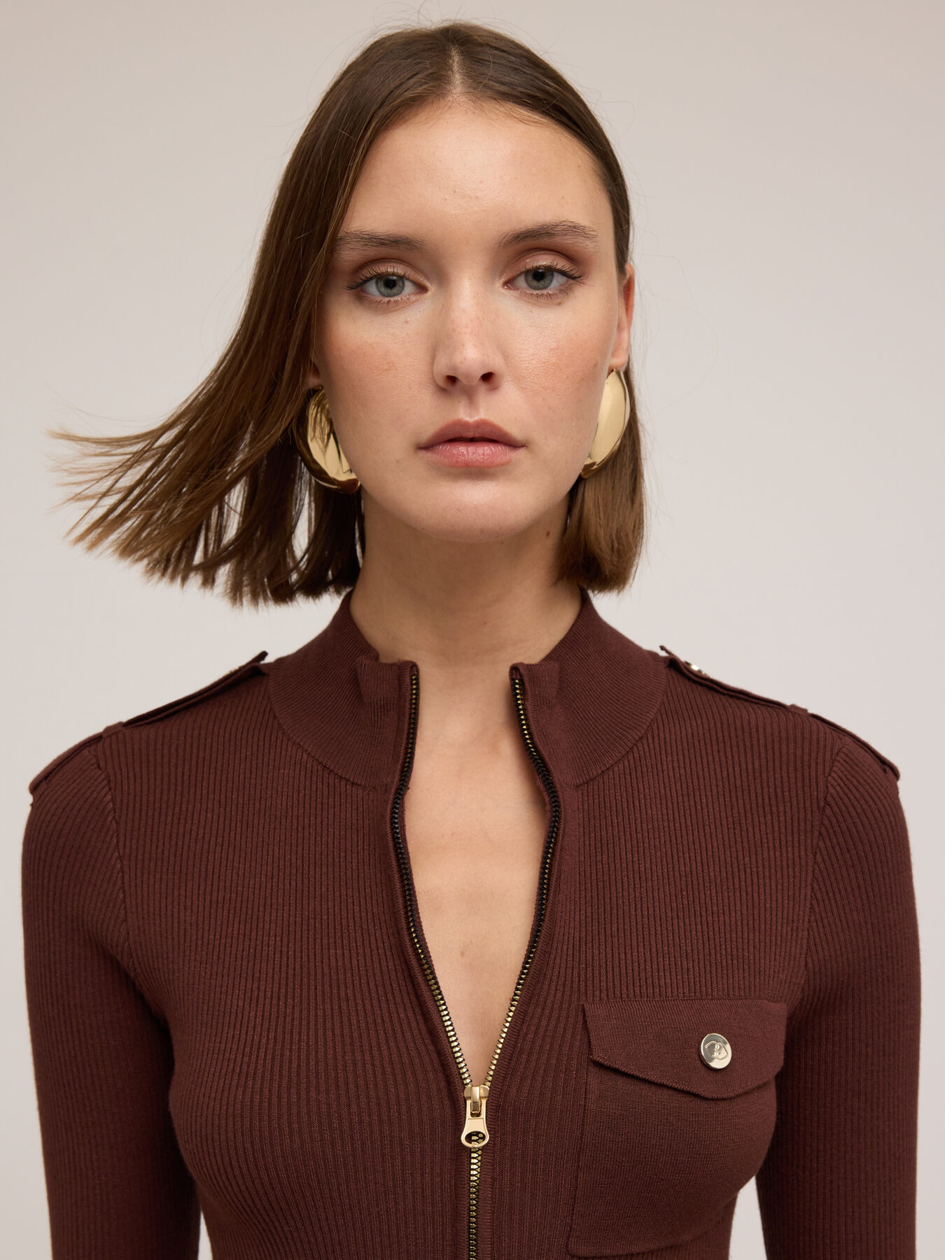 Cardigan a coste con mostrine image number 3