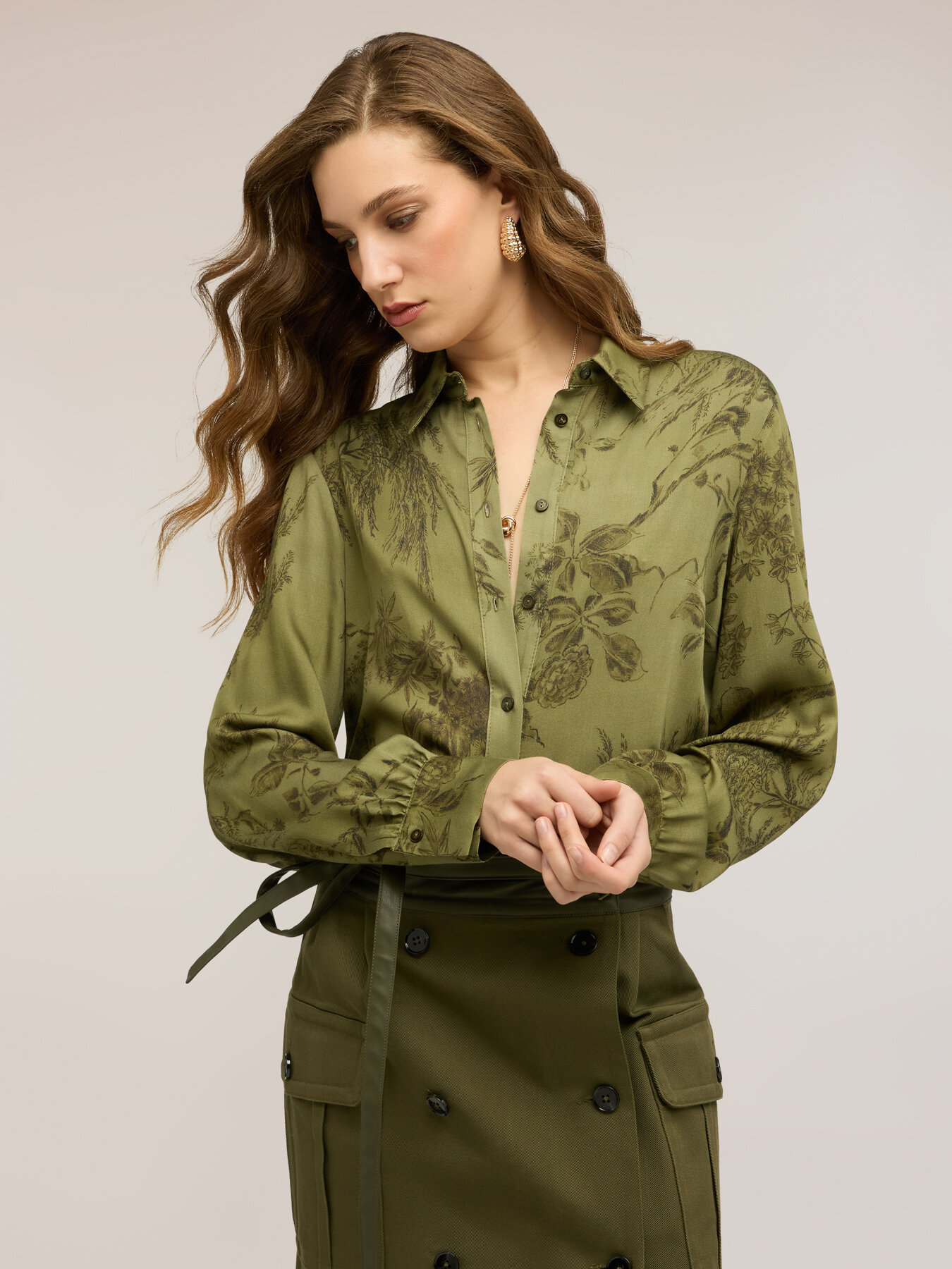 Satin shirt with print image number 0