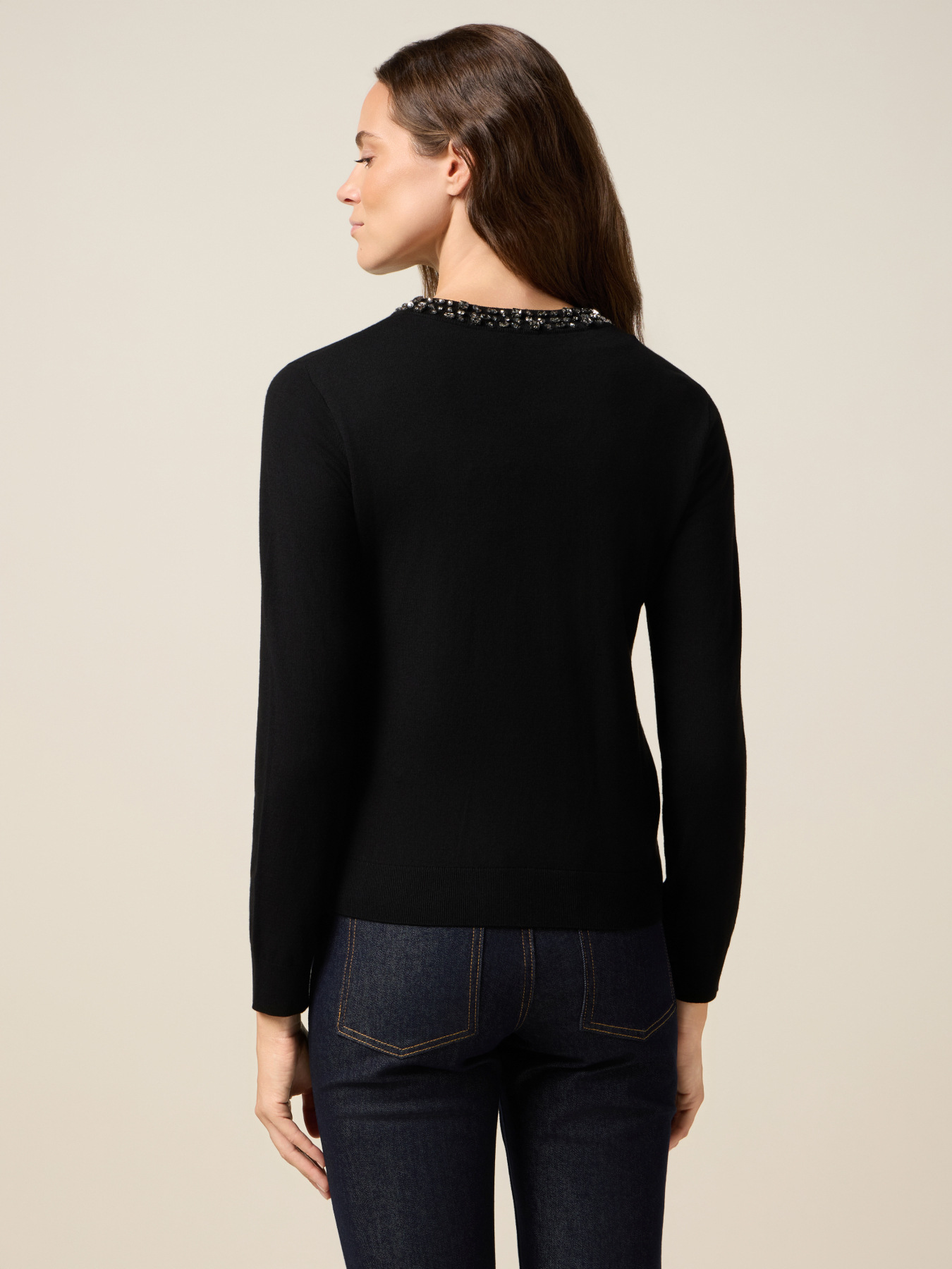 Cardigan in maglia con cristalli image number 1