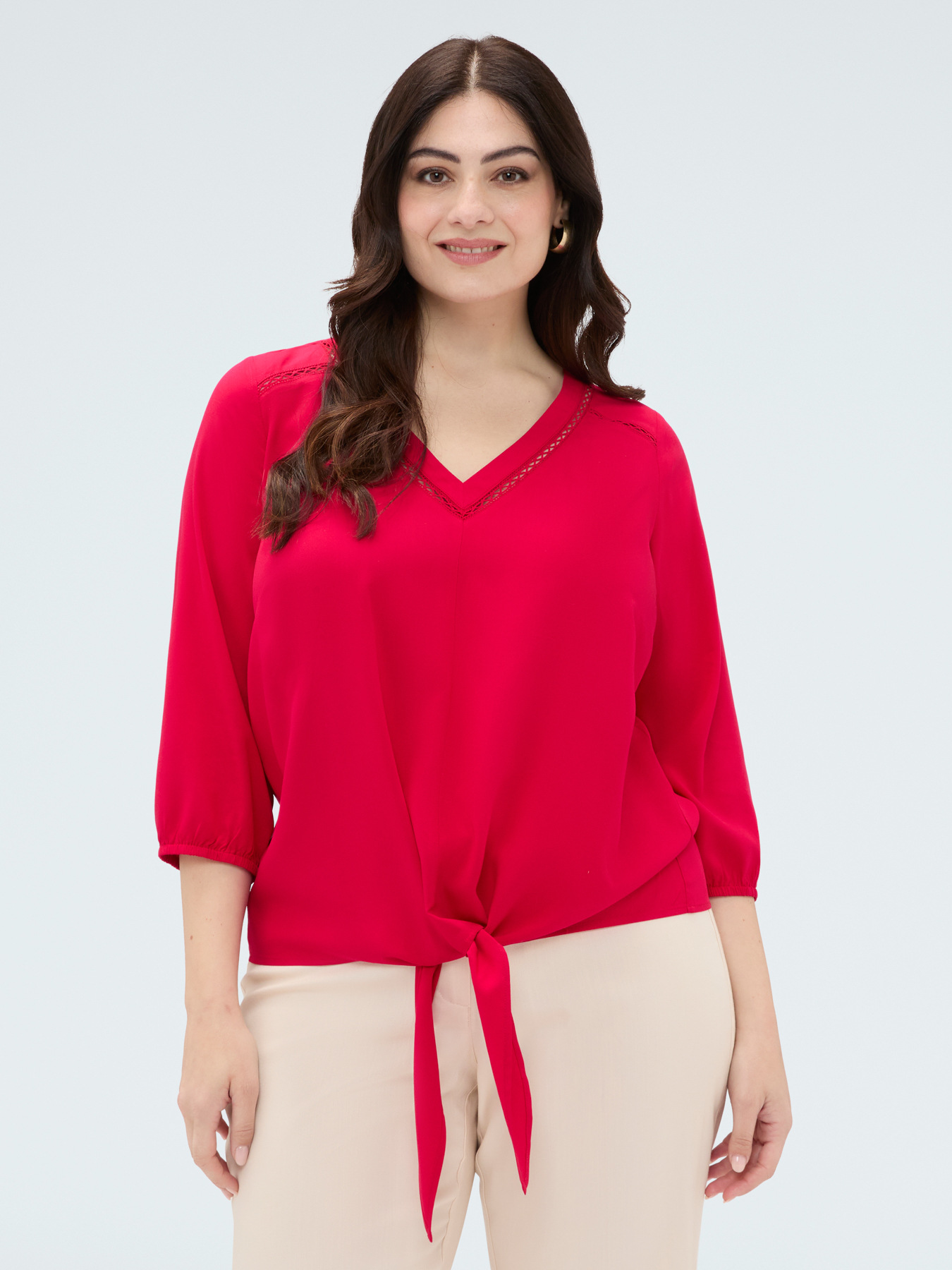 Viscose blouse with knot at the bottom image number 3