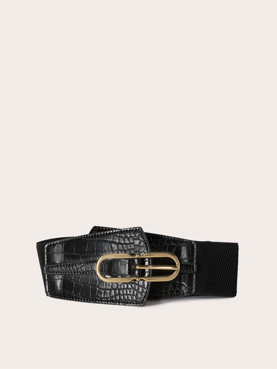 Ceinture haute élastique avec boucle en métal