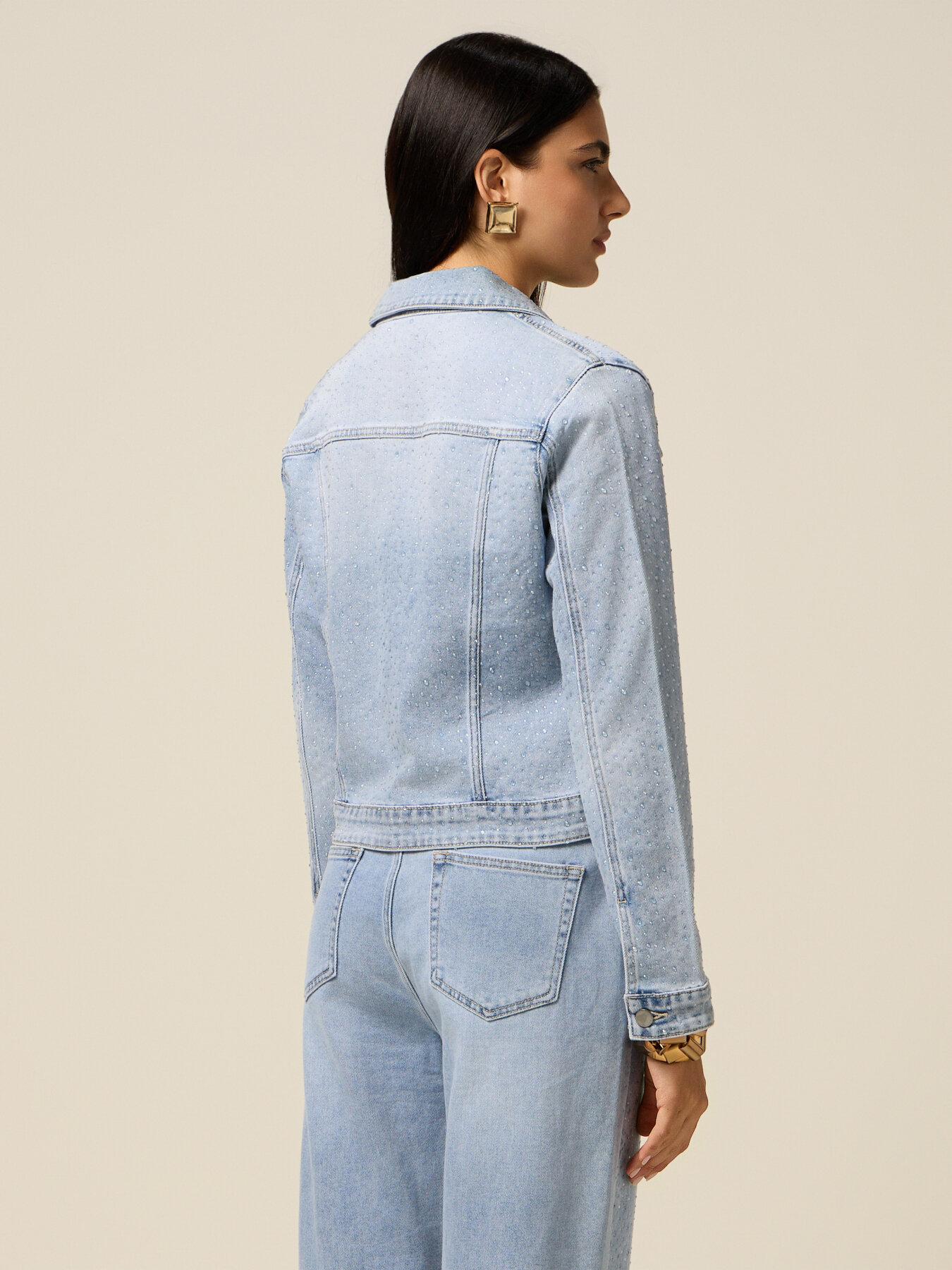 Denim jacket with micro crystals image number 1