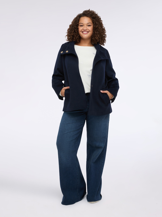 Wool blend jacket with hood