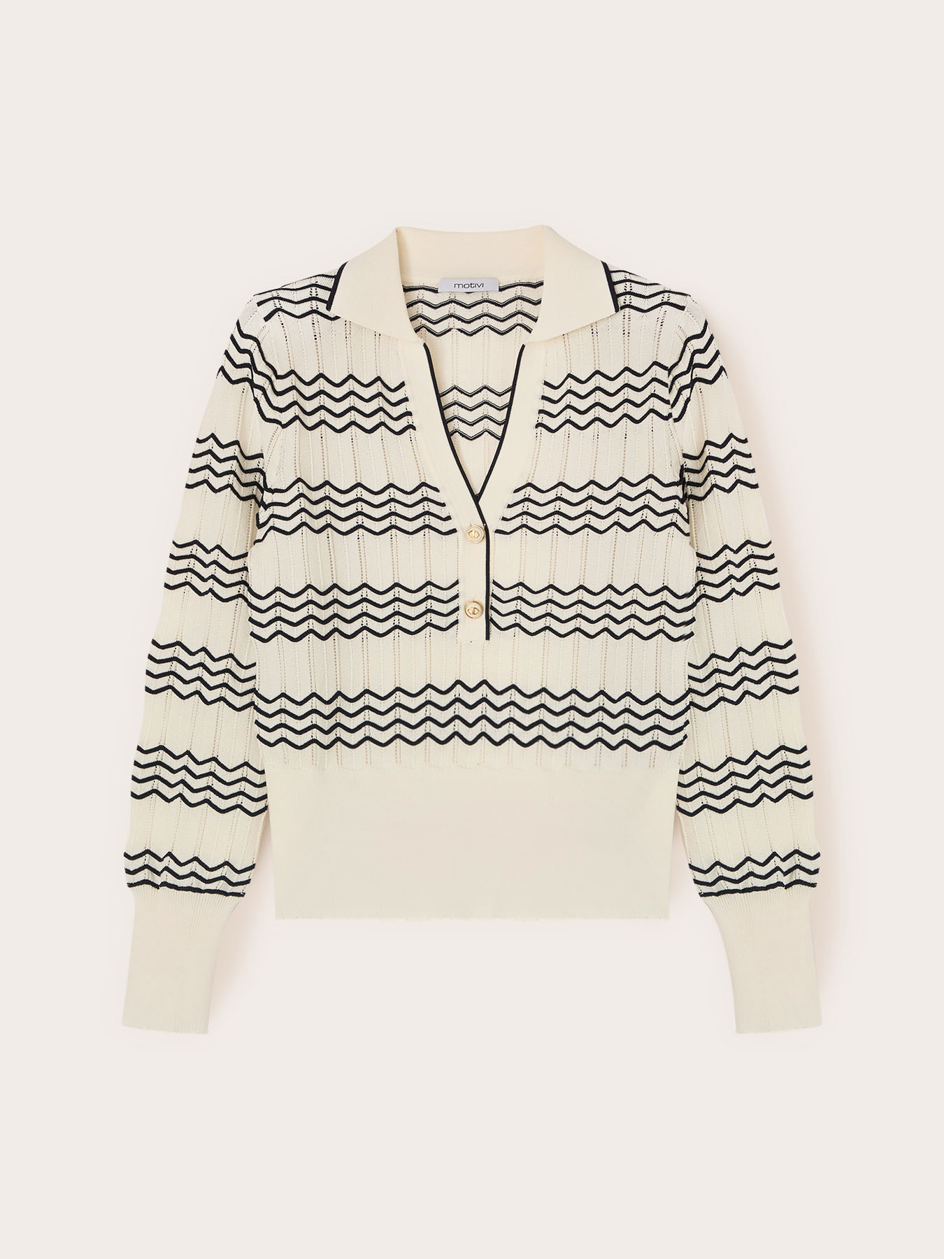 Fine knit chevron stripe polo image number 4