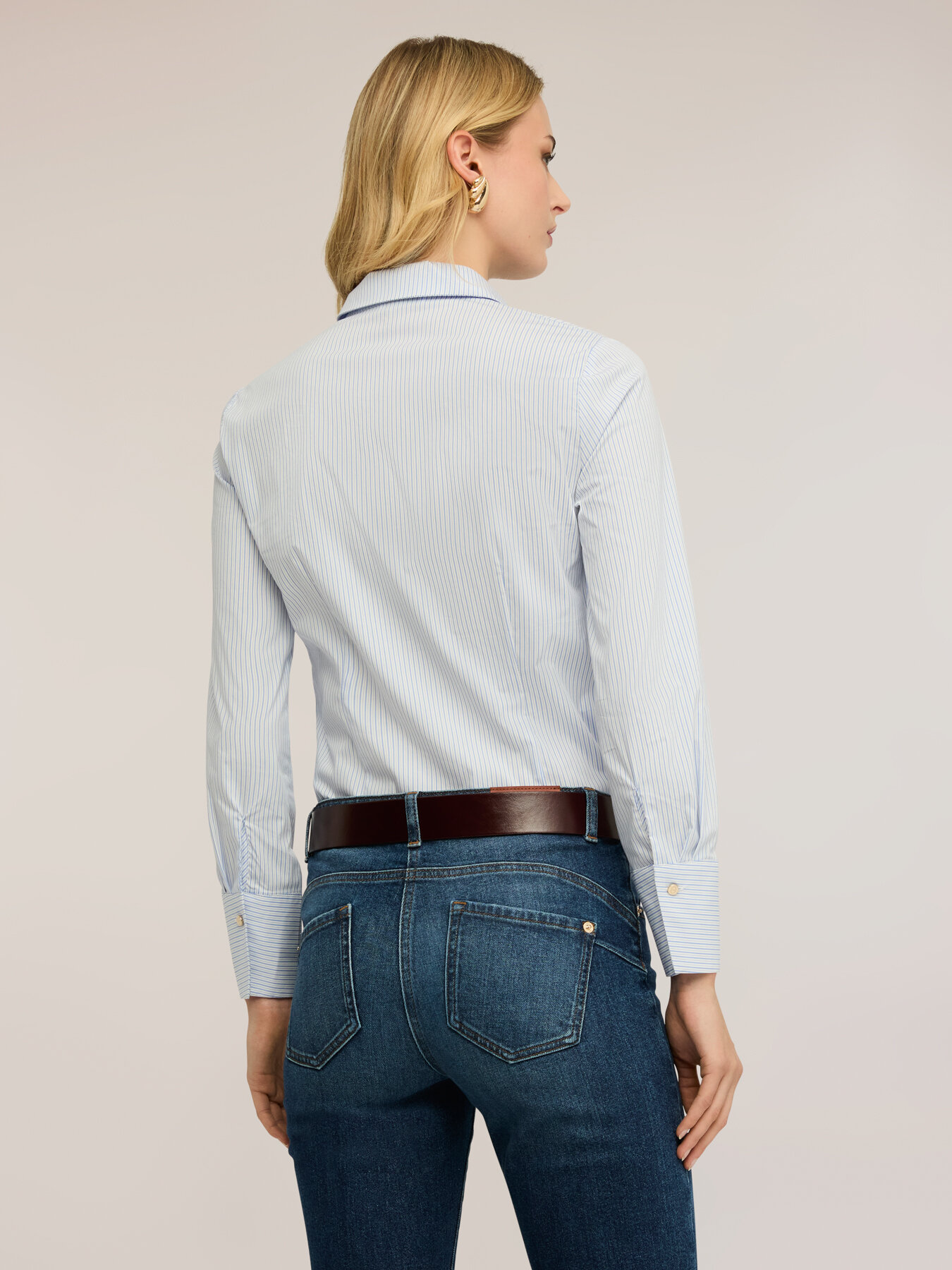 Striped poplin shirt image number 1