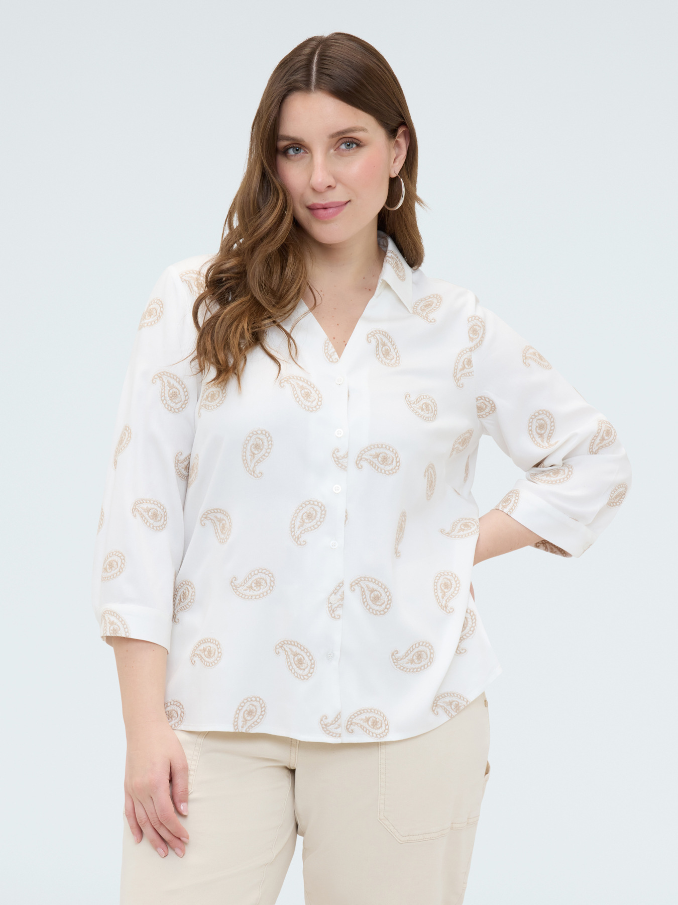 Camisa de viscosa con bordado paisley image number 2