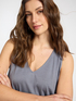 Mixed lyocell top with V-neck image number 2