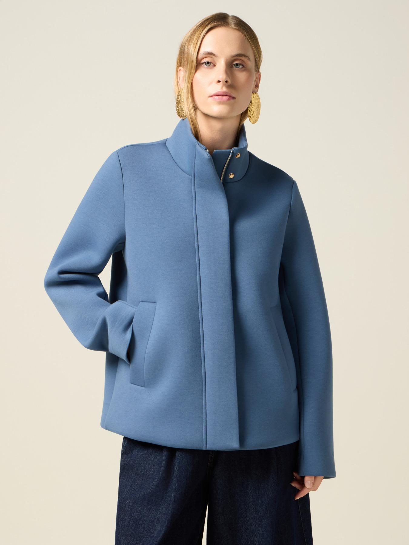 High-neck scuba coat image number 0