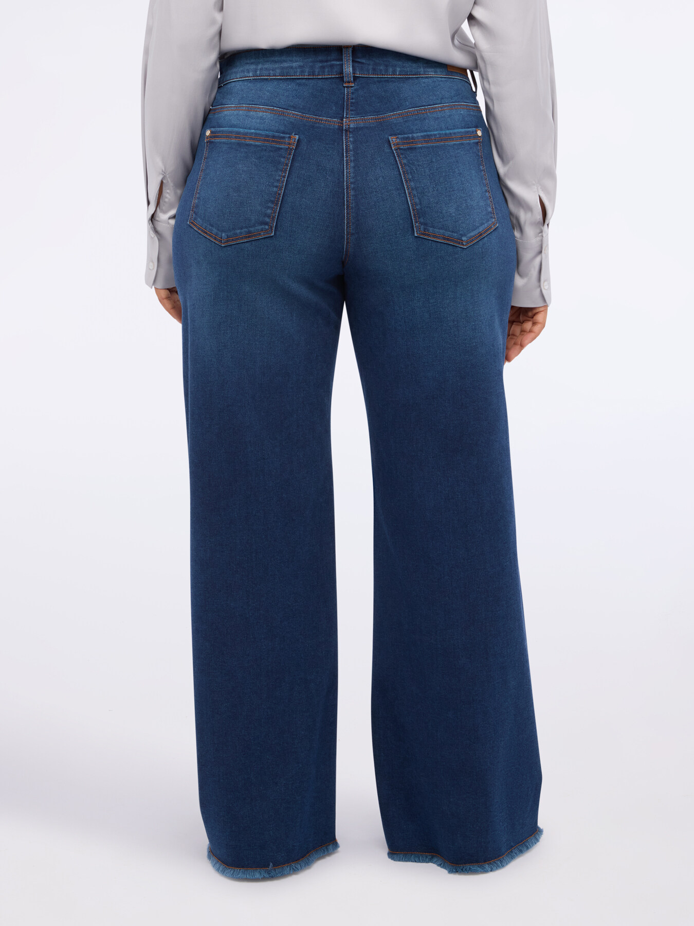 Wide Leg Jeans in denim with asymmetric closure image number 1