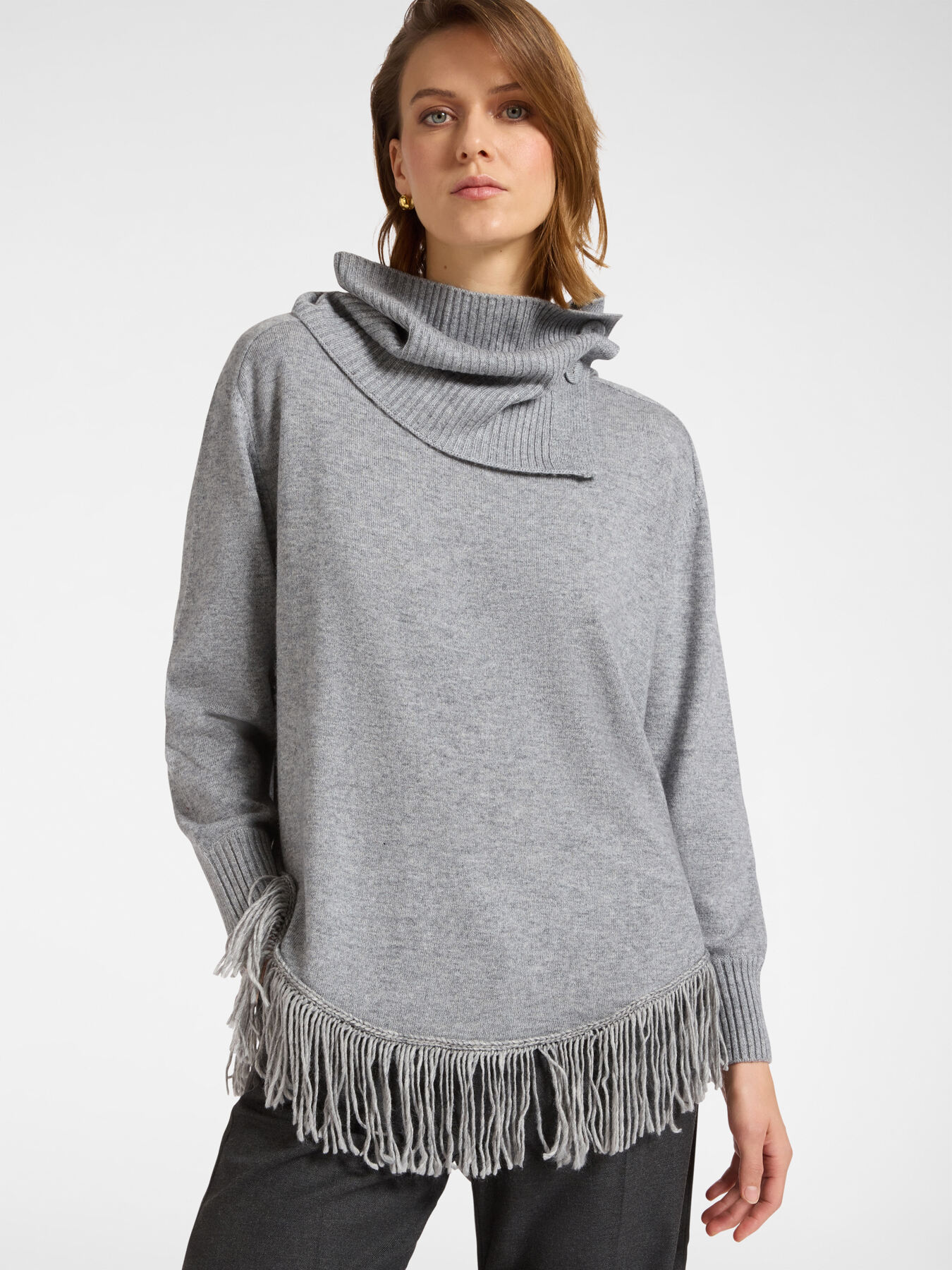 Maglia con frange e collo staccabile image number 0