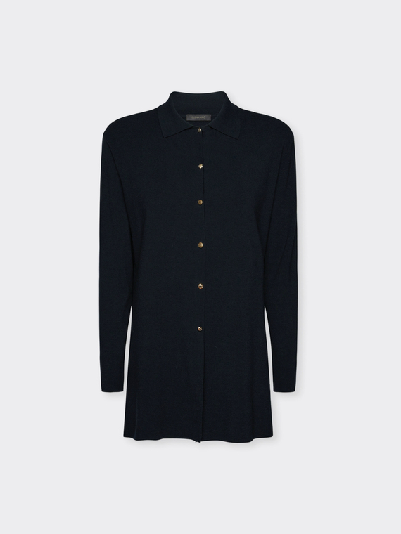 Long cardigan with collar