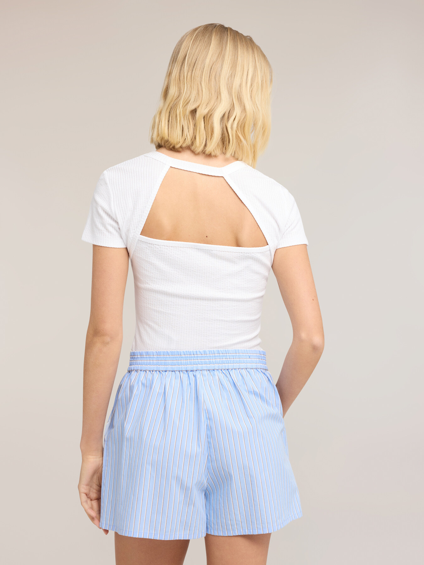 Ribbed jersey T-shirt with cut-out image number 1