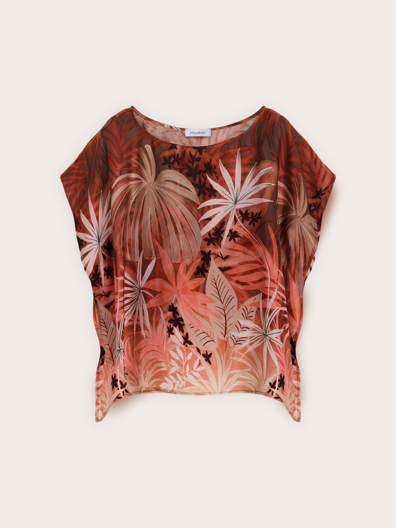 Kimono blouse in printed satin
