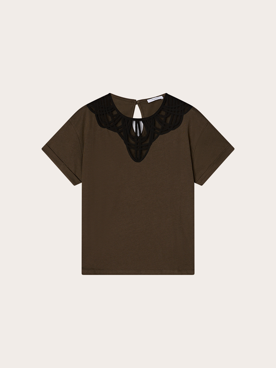 Embroidered modal blend T-shirt