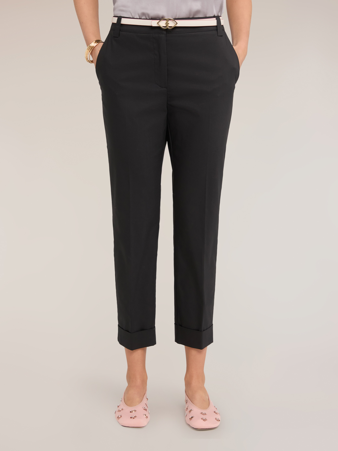 Cropped cotton blend trousers image number 2
