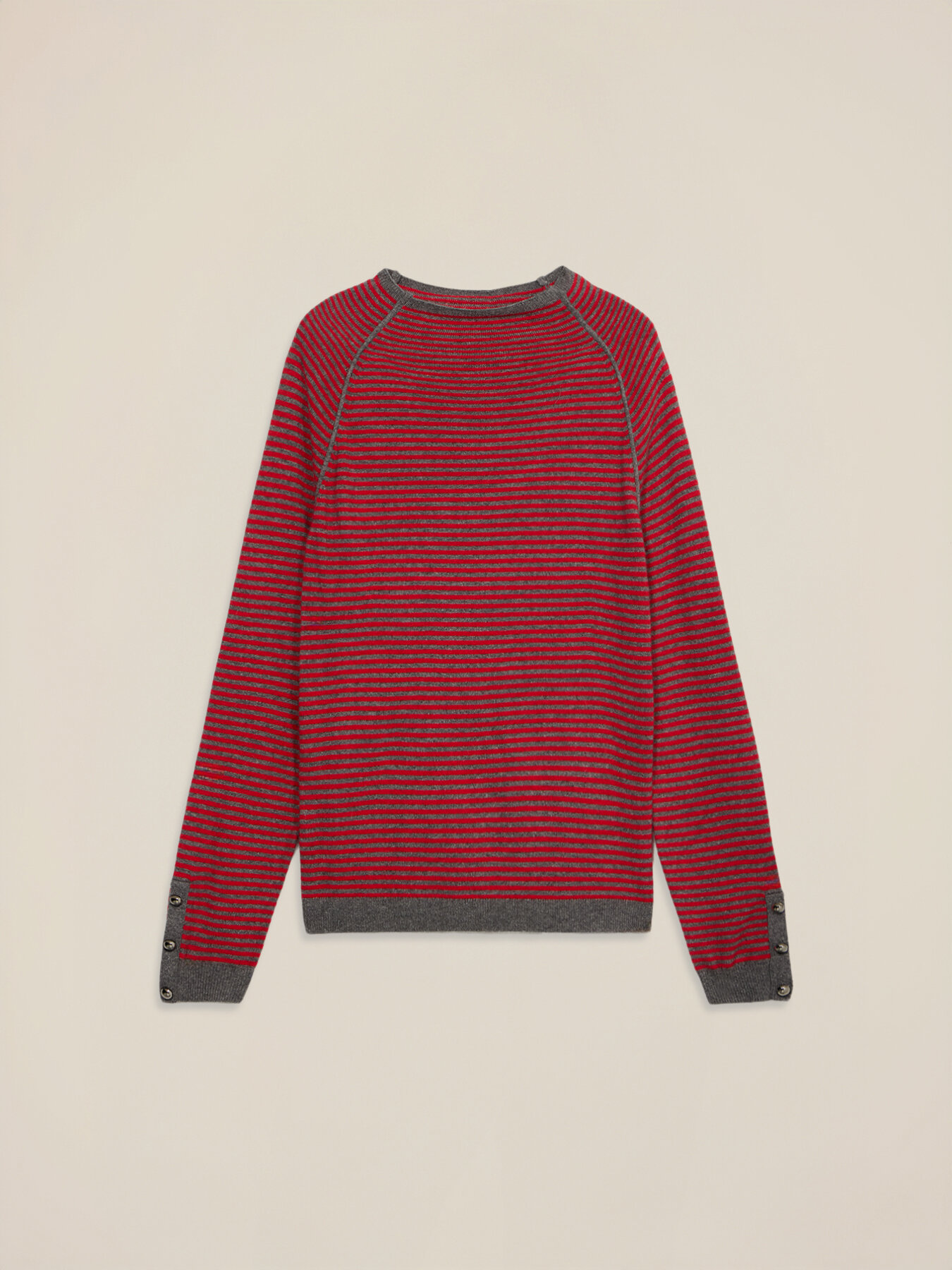 Maglia misto lana a righe con dettaglio bottoni image number 3