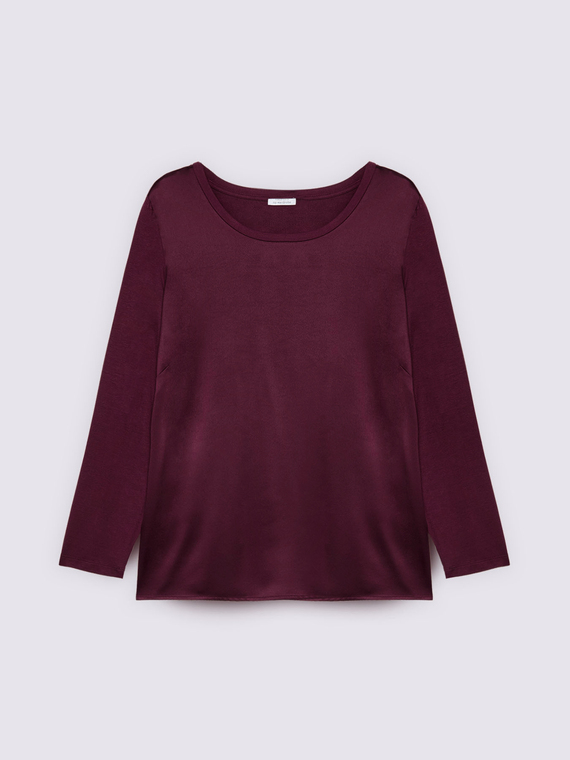 Two-material long-sleeved T-shirt