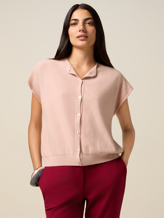 Cardigan court à paillettes