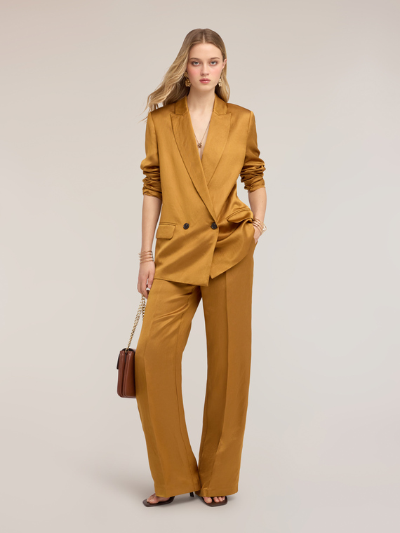 Veste structur&eacute;e double boutonnage en m&eacute;lange de lin